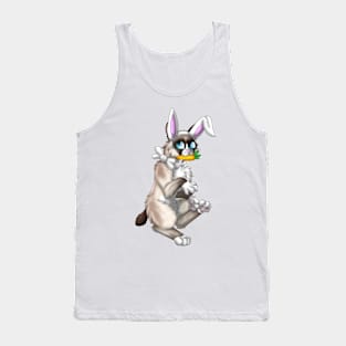 Bobtail BunnyCat: Snowshoe Point (White) Tank Top